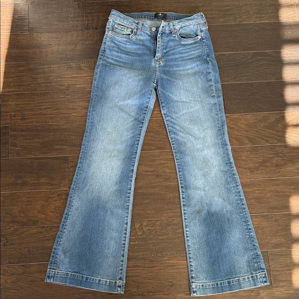 7 For All Mankind Medium Blue Wide Leg Jeans